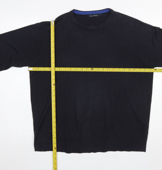 James Pringle Men's Black Cotton Crew Neck Jumper L