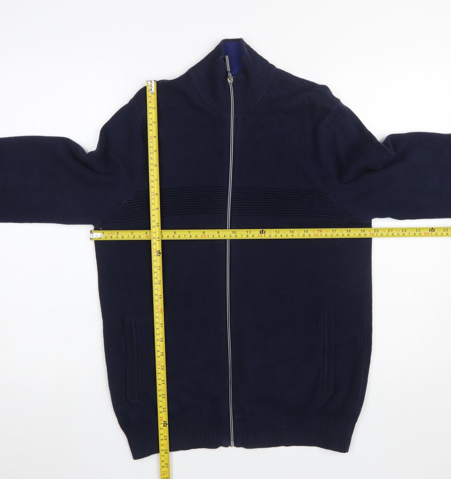 Marks and Spencer Men's Blue Full Zip Cotton Jumper M
