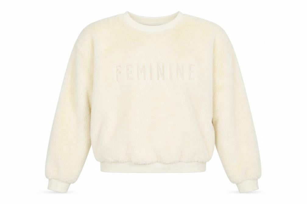 Tokyo Angel Womens Ivory Faux Fur Pullover Sweatshirt Size 8