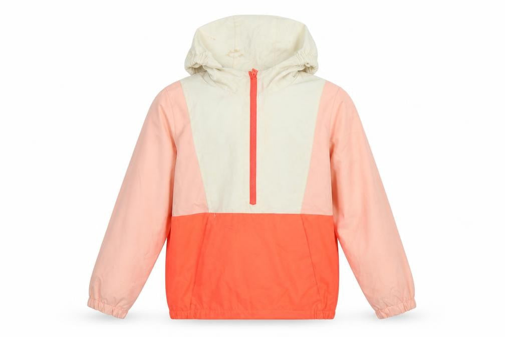 Front view of Mountain Warehouse girls’ multicoloured 11-12 years anorak hooded water resistant jacket