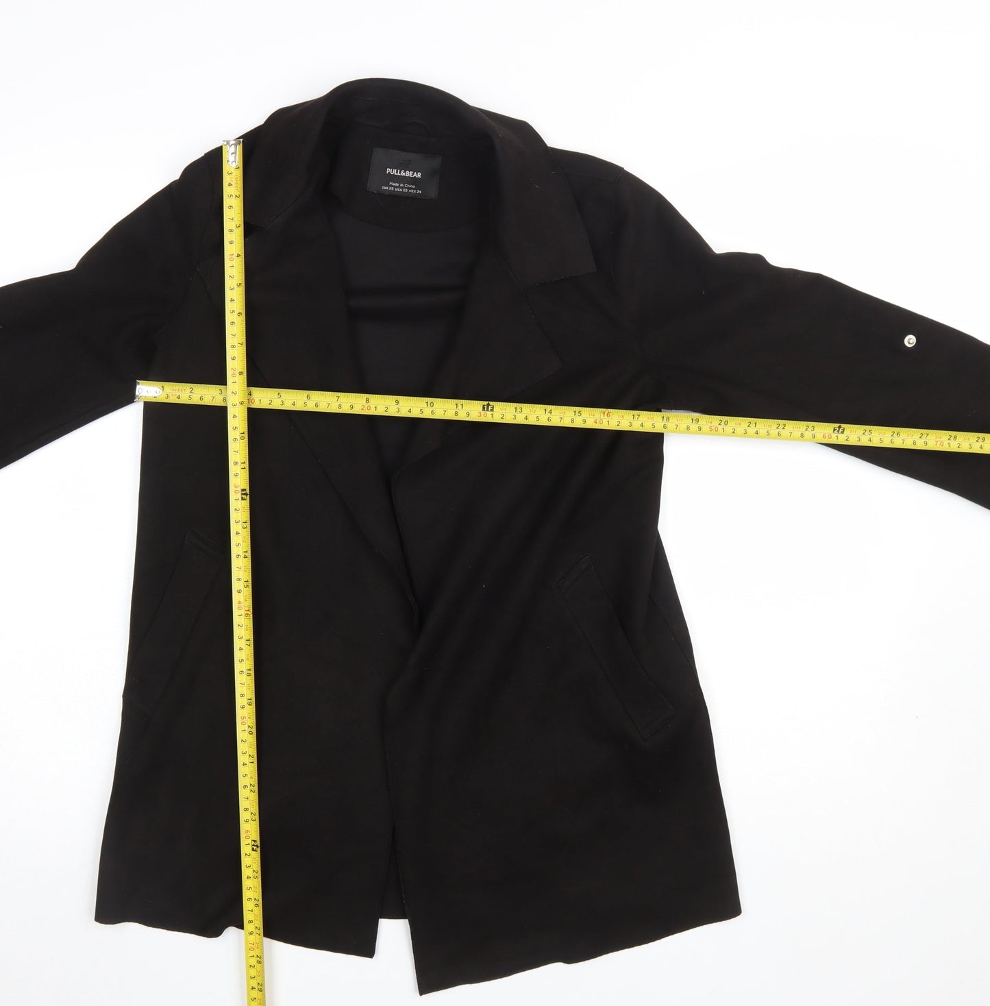 Pull&Bear Womens Black XS Mid-Length Overcoat Classic Style