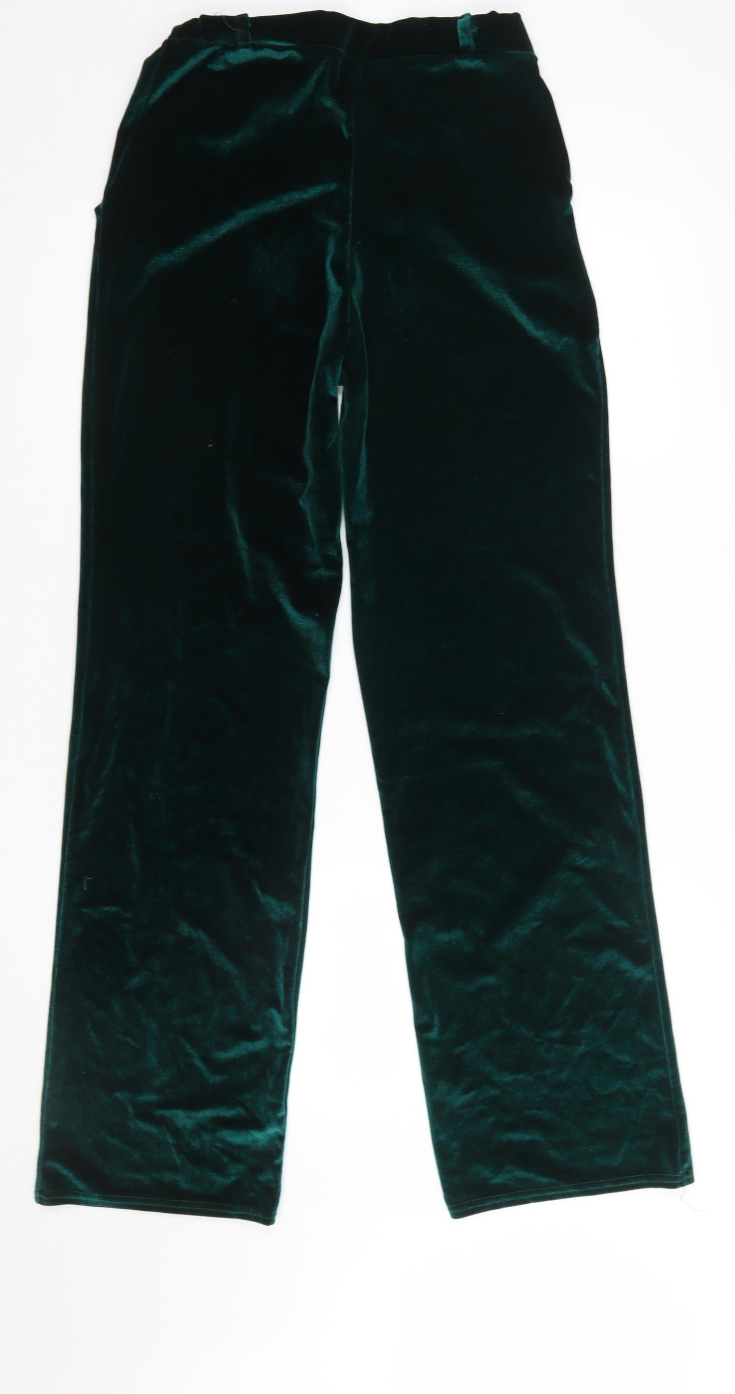 NLY Trend Women’s Green Velvet Straight Leg Trousers Size S