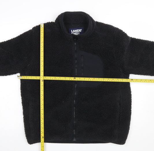 Lands' End Men's Black Fleece Full Zip Jacket Size L Regular