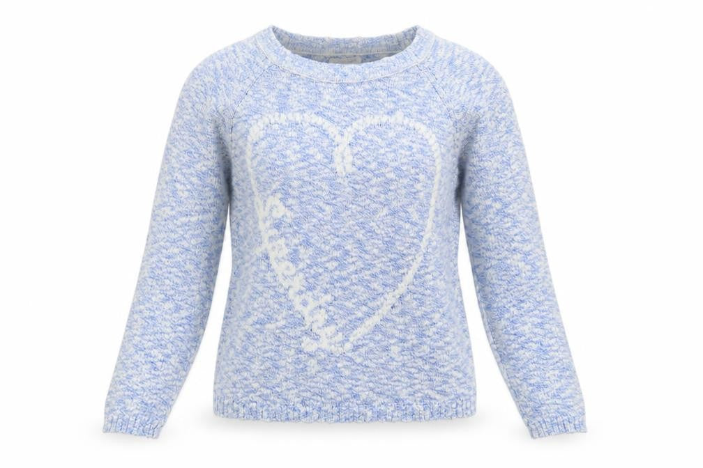Superdry Womens Blue Cotton Heart Knit Jumper Size M