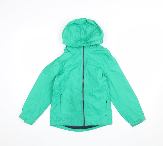 Mountain Warehouse Boys Green Hooded Waterproof Rain Coat 7-8 Years