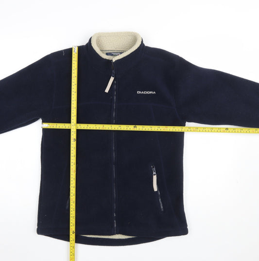 Diadora Boys Blue Fleece Full Zip Jacket L Lined Mid-Length Outdoor Coat