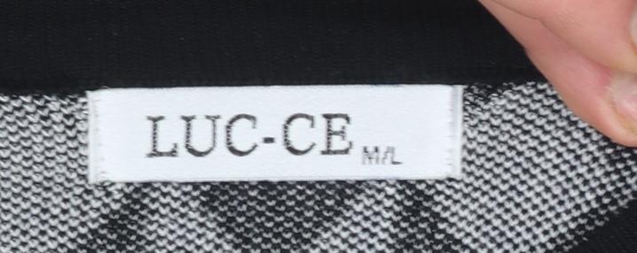 LUC-CE Girls Black & White Geometric Short Sleeve Pullover Jumper M/L