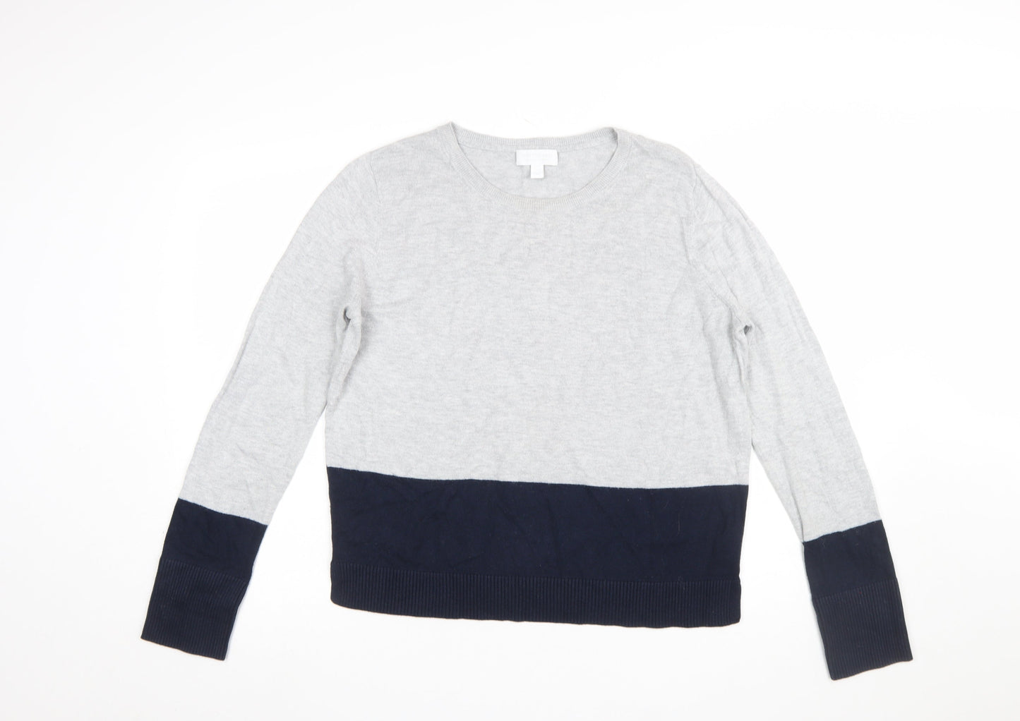 The White Company Women’s Grey & Navy Pullover Jumper Size 14