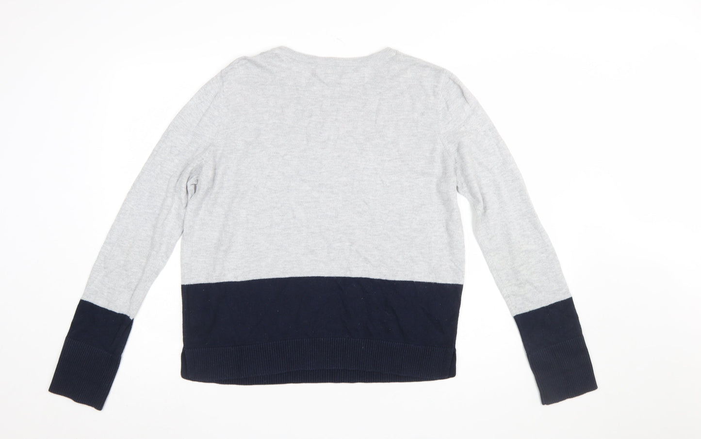 The White Company Women’s Grey & Navy Pullover Jumper Size 14