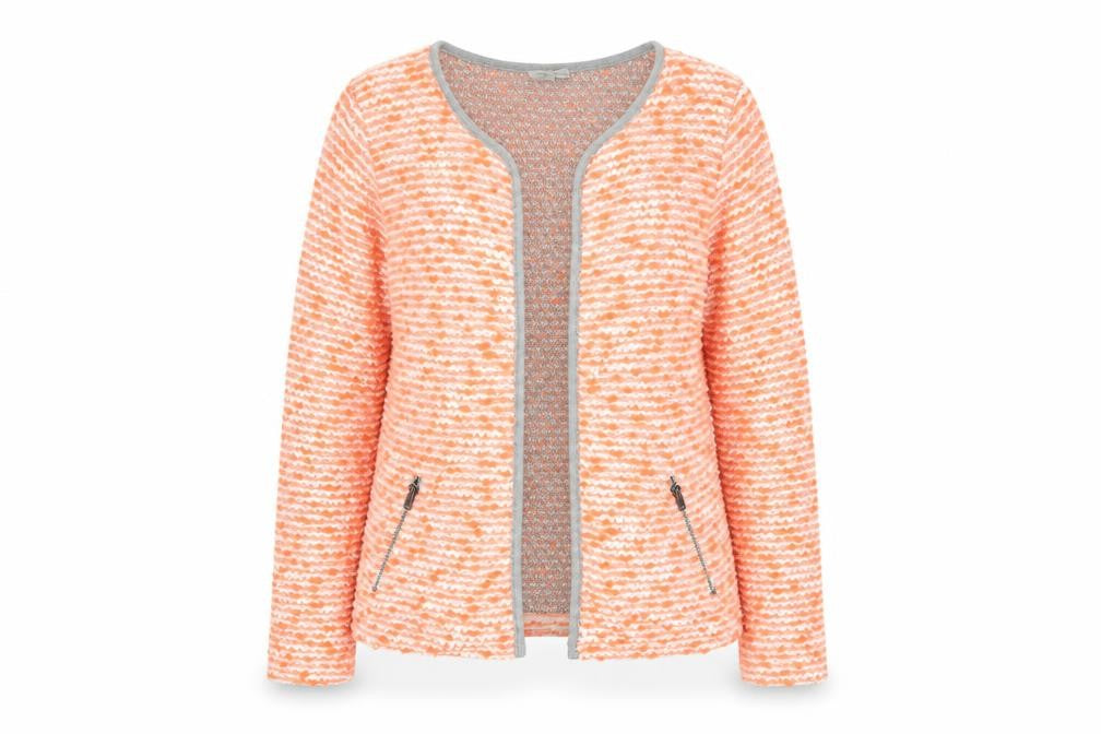 Front view of ASOS Women’s Orange Striped Knit Long Sleeve Cardigan UK 12