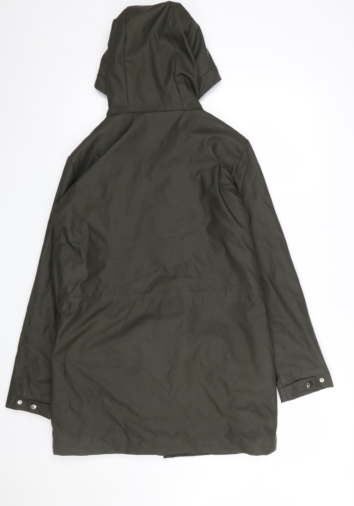Brave Soul Women's Green XS 8 Hooded Waterproof Mid-Length Rain Coat