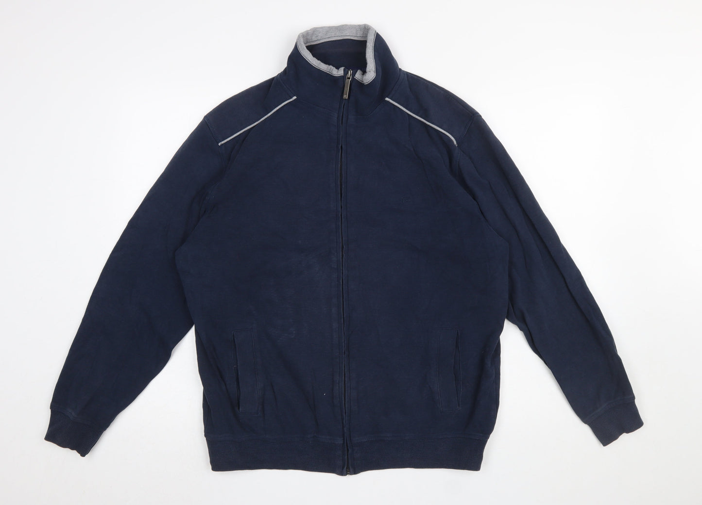 CASA MODA Men's Blue Full Zip Cotton Sweatshirt L Relaxed Fit