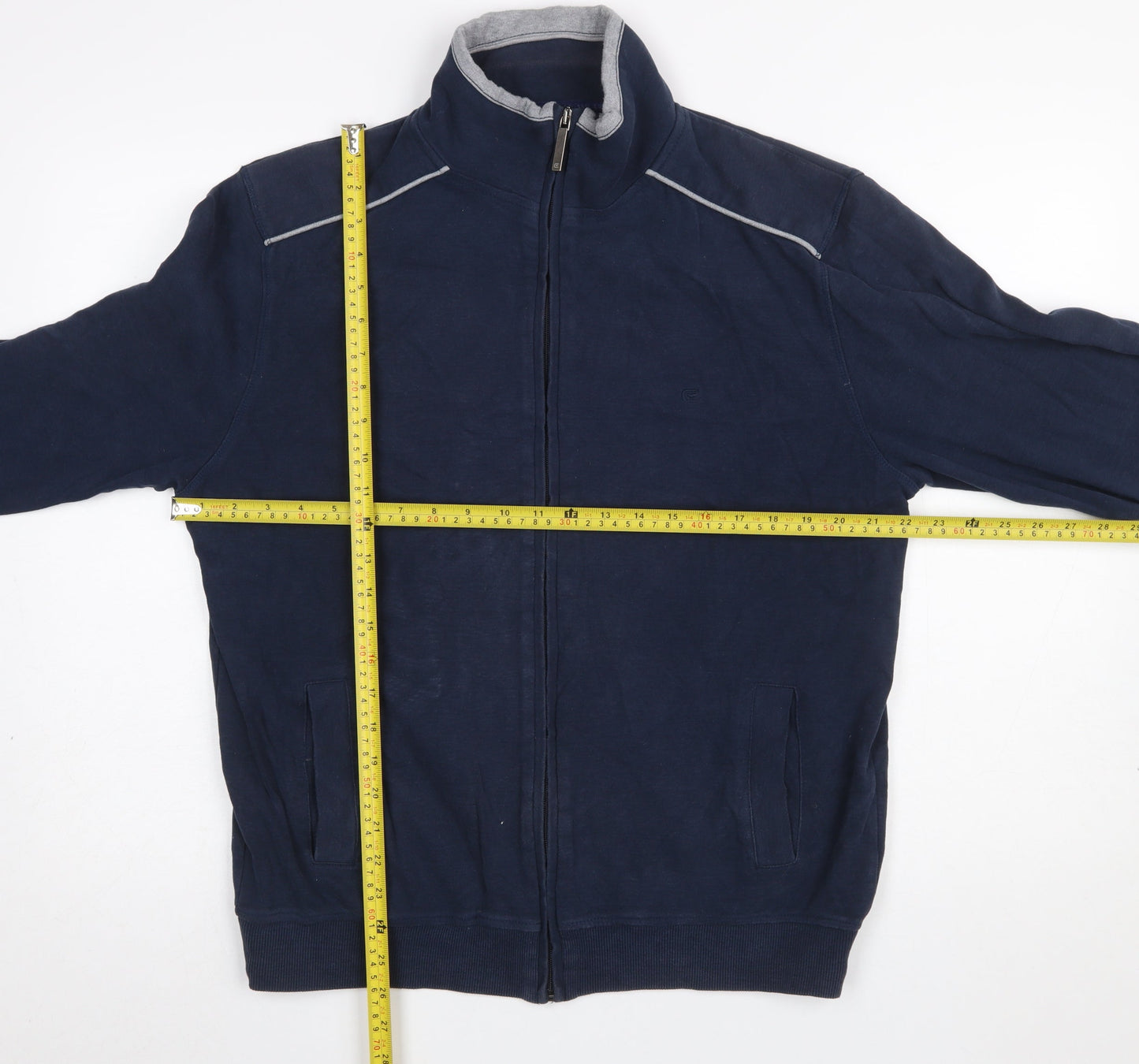 CASA MODA Men's Blue Full Zip Cotton Sweatshirt L Relaxed Fit