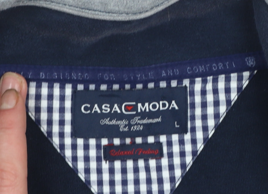 CASA MODA Men's Blue Full Zip Cotton Sweatshirt L Relaxed Fit