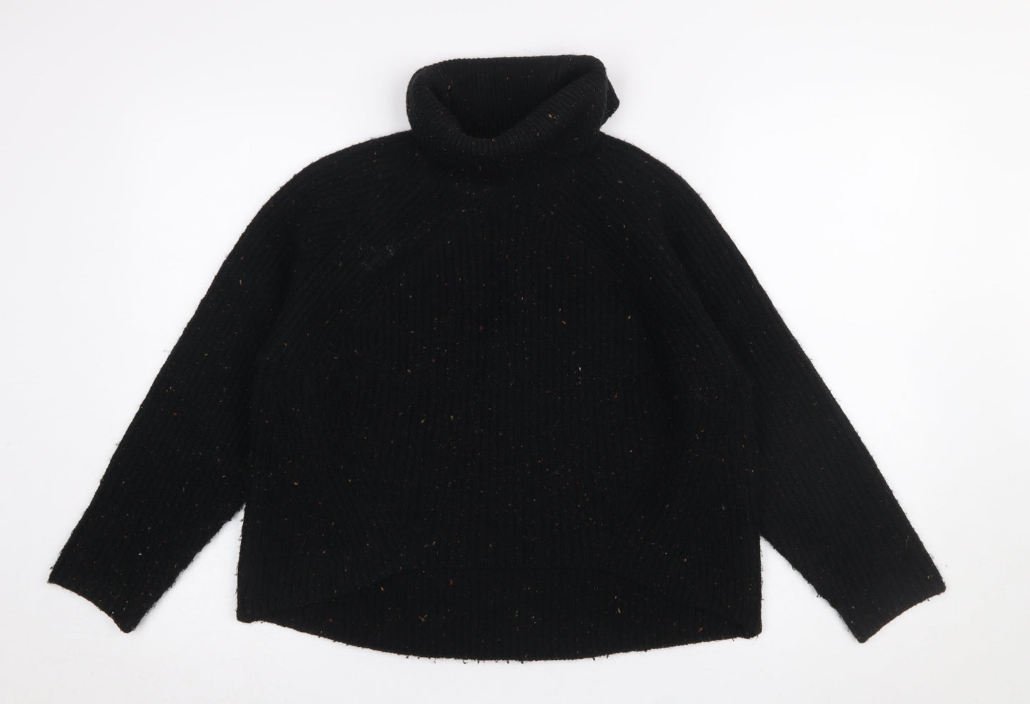 Topshop Women Black Roll Neck Ribbed Pullover Jumper Size 10