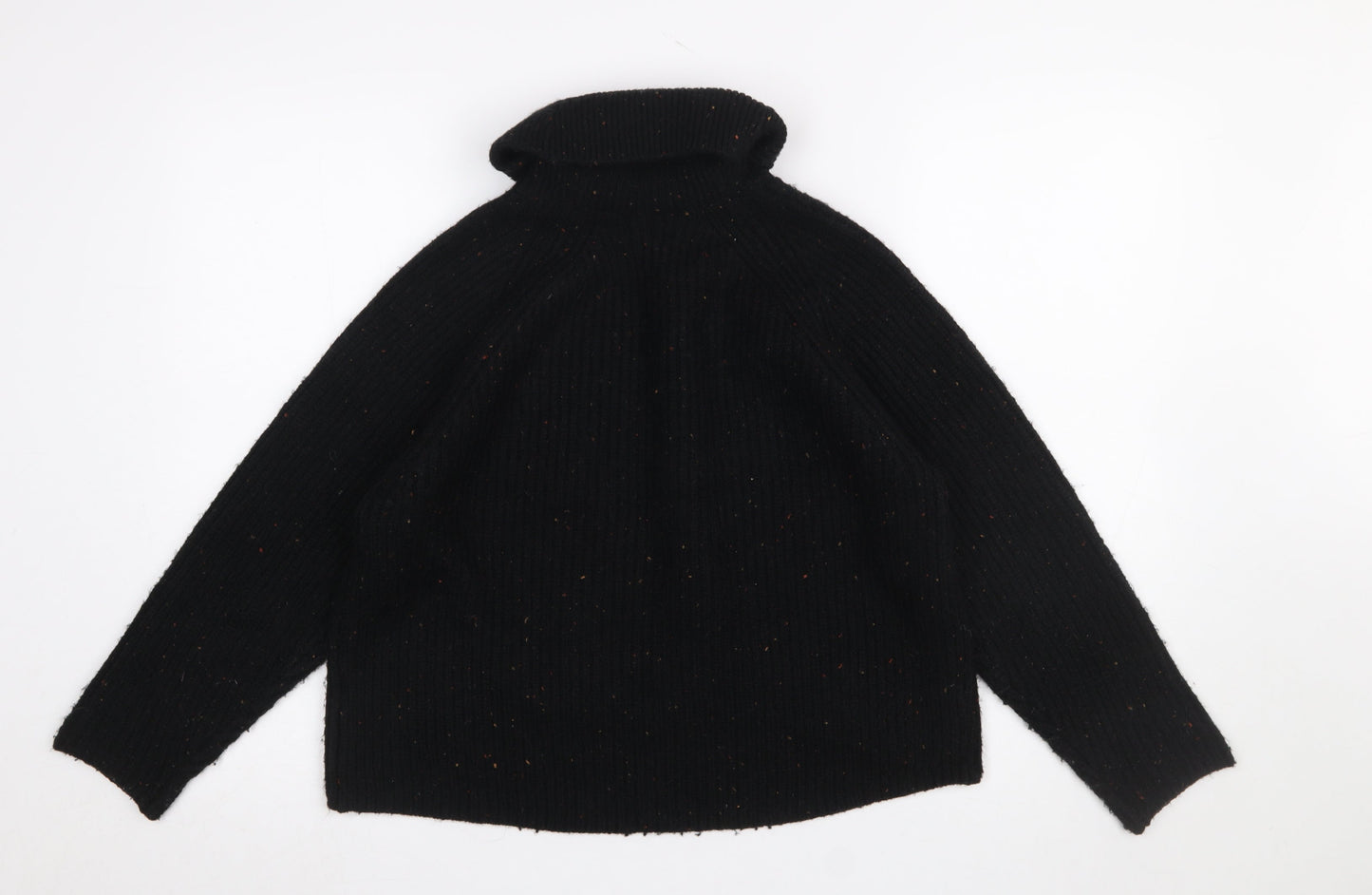 Topshop Women Black Roll Neck Ribbed Pullover Jumper Size 10