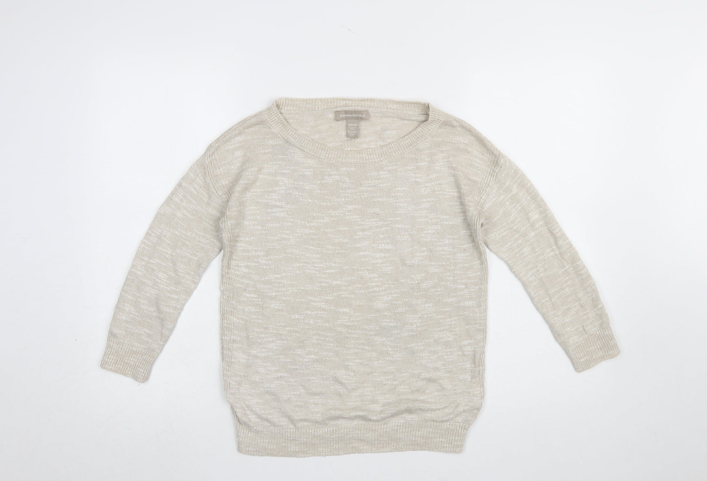 Banana Republic Women Beige XS Linen Blend Long Sleeve Pullover Jumper
