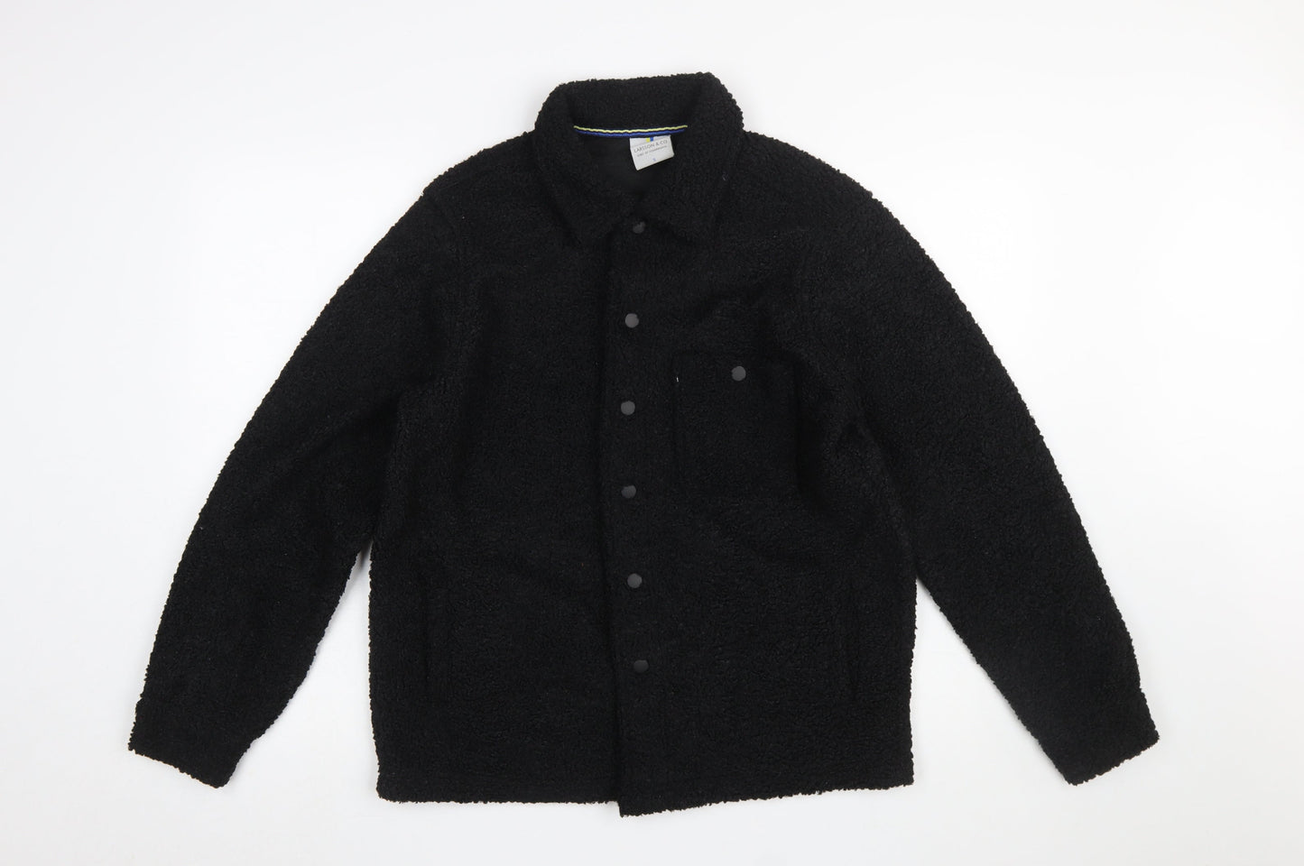 Larsson & Co Men’s Black Fleece Button Jacket Size S Casual Warm Wear