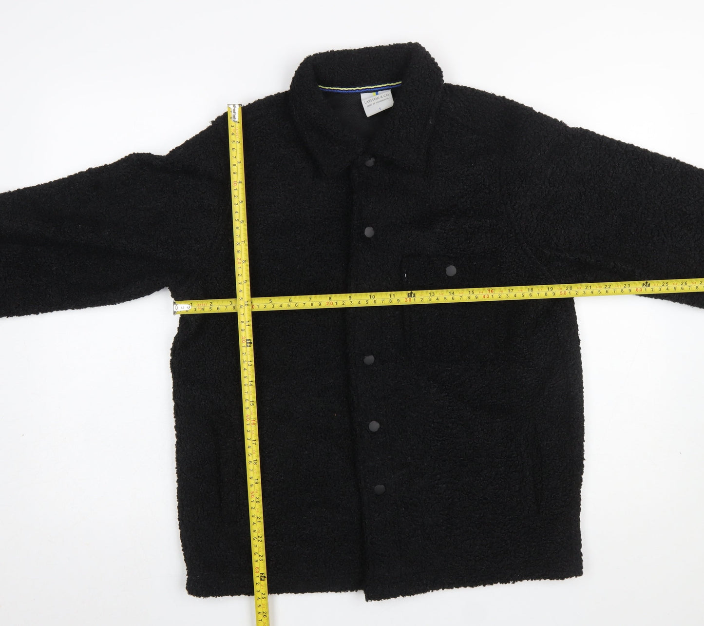 Larsson & Co Men’s Black Fleece Button Jacket Size S Casual Warm Wear