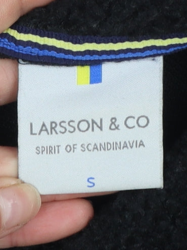 Larsson & Co Men’s Black Fleece Button Jacket Size S Casual Warm Wear
