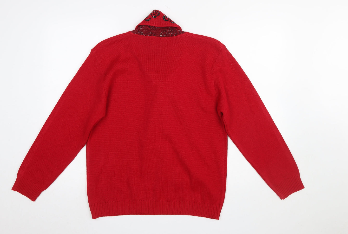 Pure & Natural Women's Red Bow Neck Pullover Jumper M Knit Acrylic