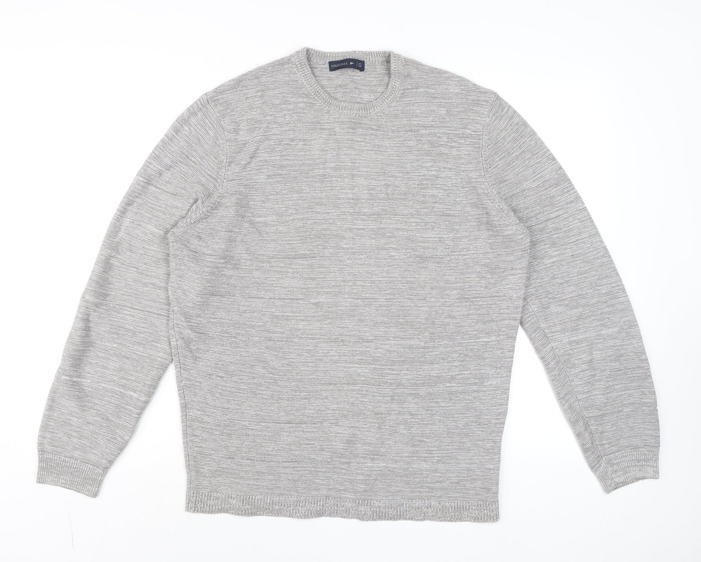 Original Mens Grey Cotton Acrylic Crew Neck Pullover Jumper L