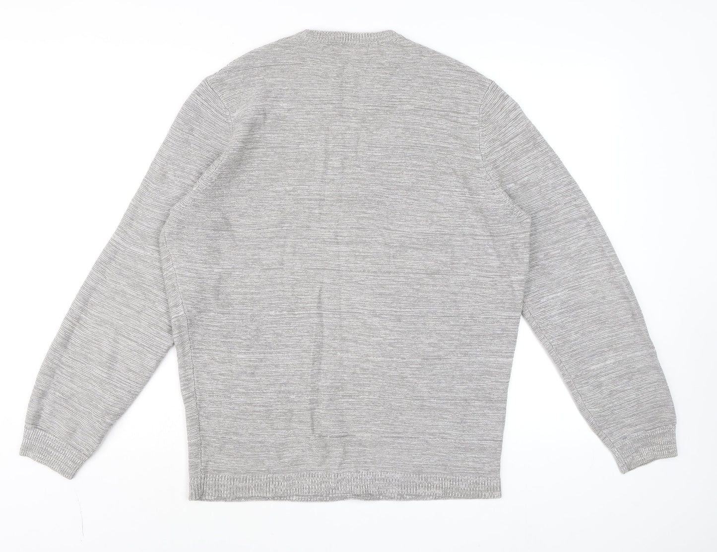 Original Mens Grey Cotton Acrylic Crew Neck Pullover Jumper L