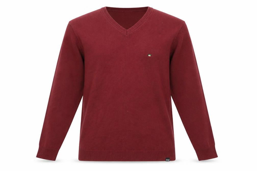 Enzo Milano Men's Red V-Neck Cotton Blend Jumper Size L