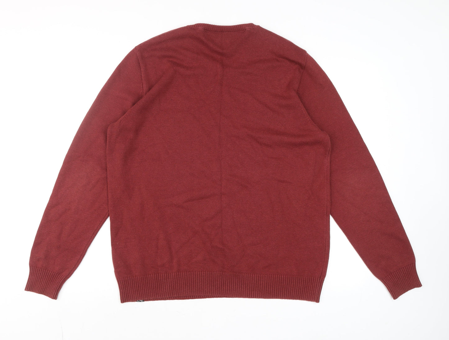 Enzo Milano Men's Red V-Neck Cotton Blend Jumper Size L