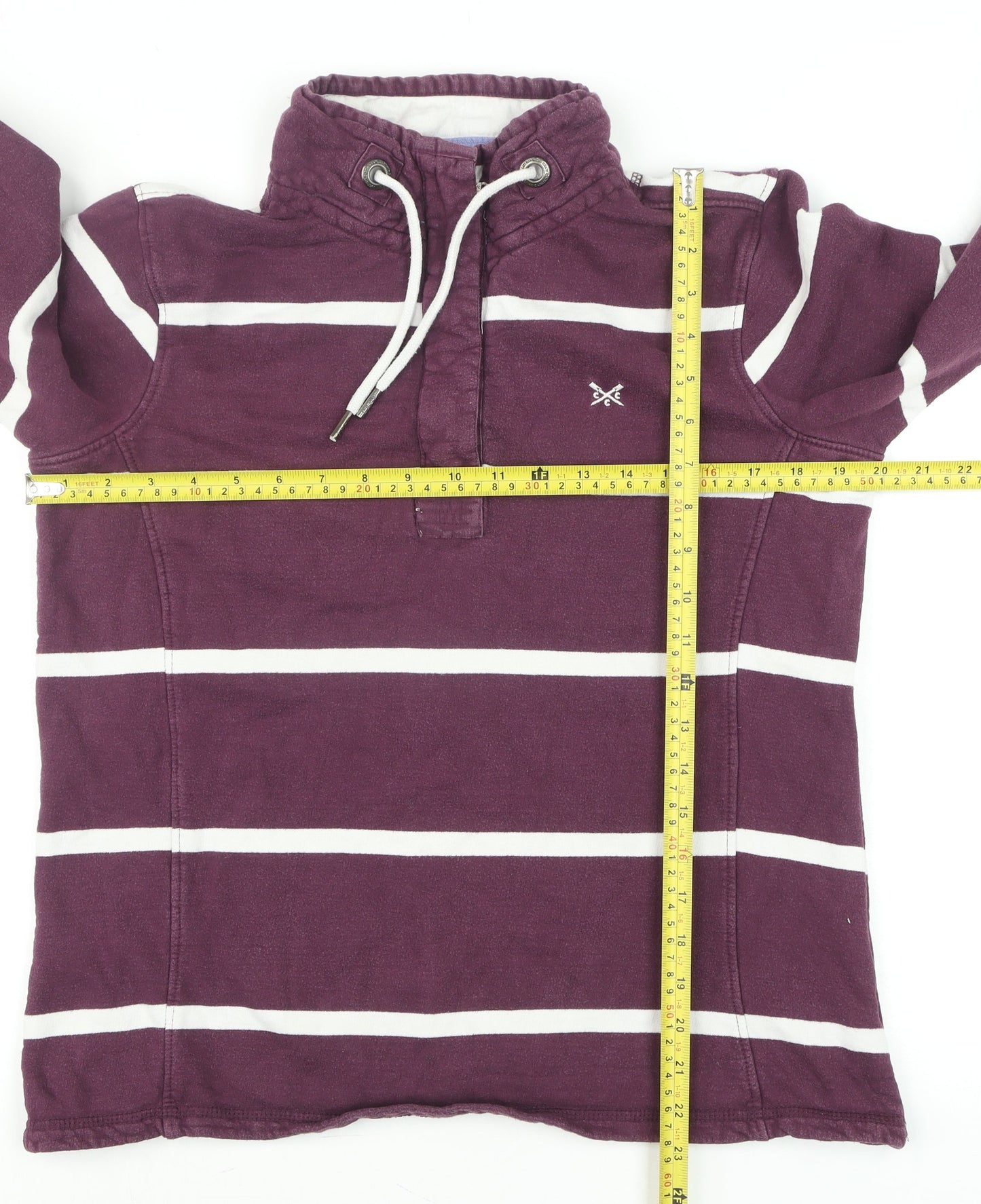 Crew Clothing Company Womens Purple Striped Cotton Pullover Sweatshirt Size 10