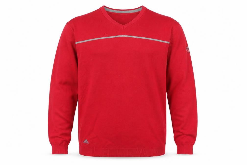 Adidas Men's Red V-Neck XL Cotton Blend Pullover Jumper