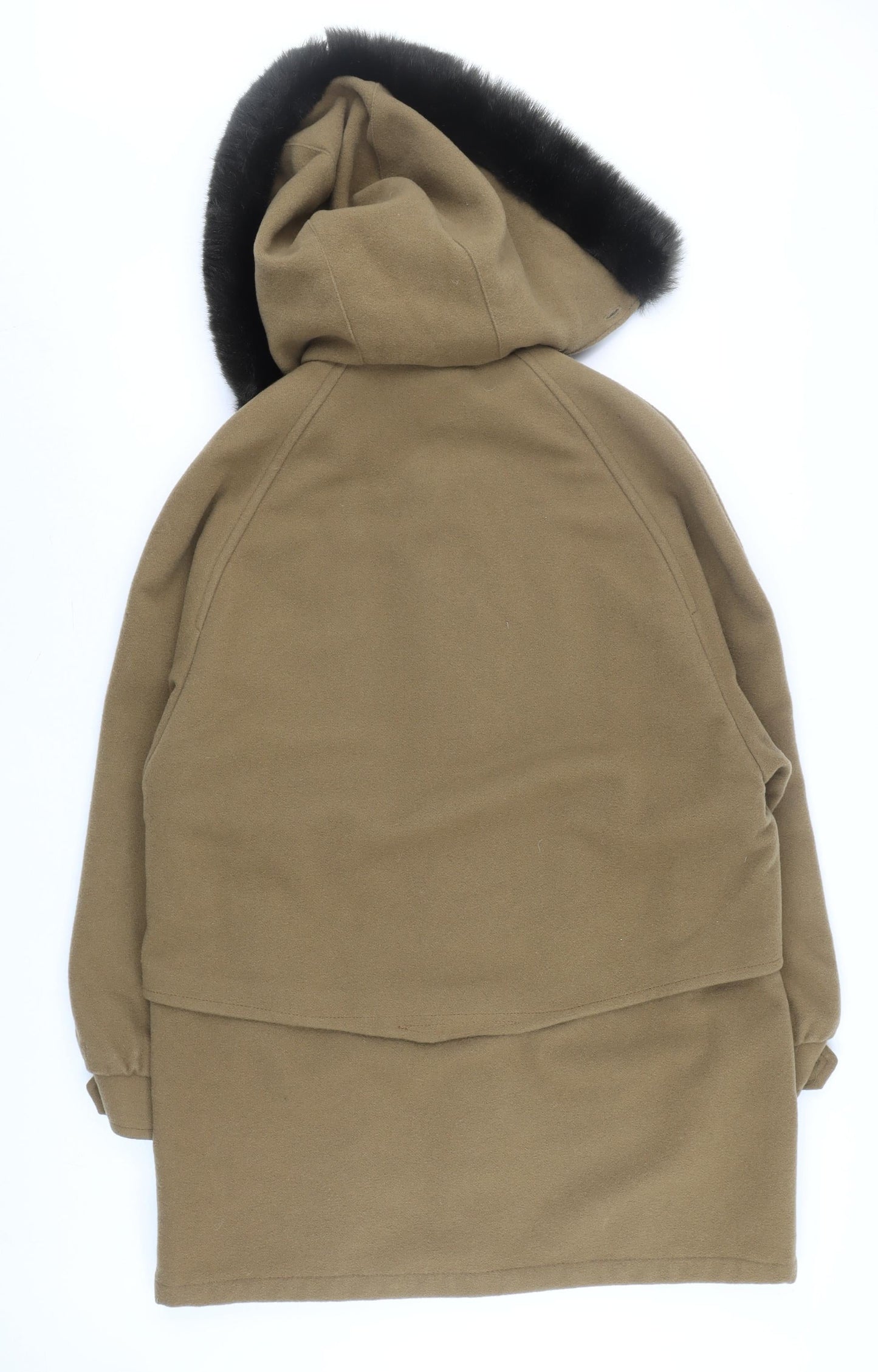Dannimac Men's Brown Wool Overcoat M Hooded Mid-Length Winter Coat