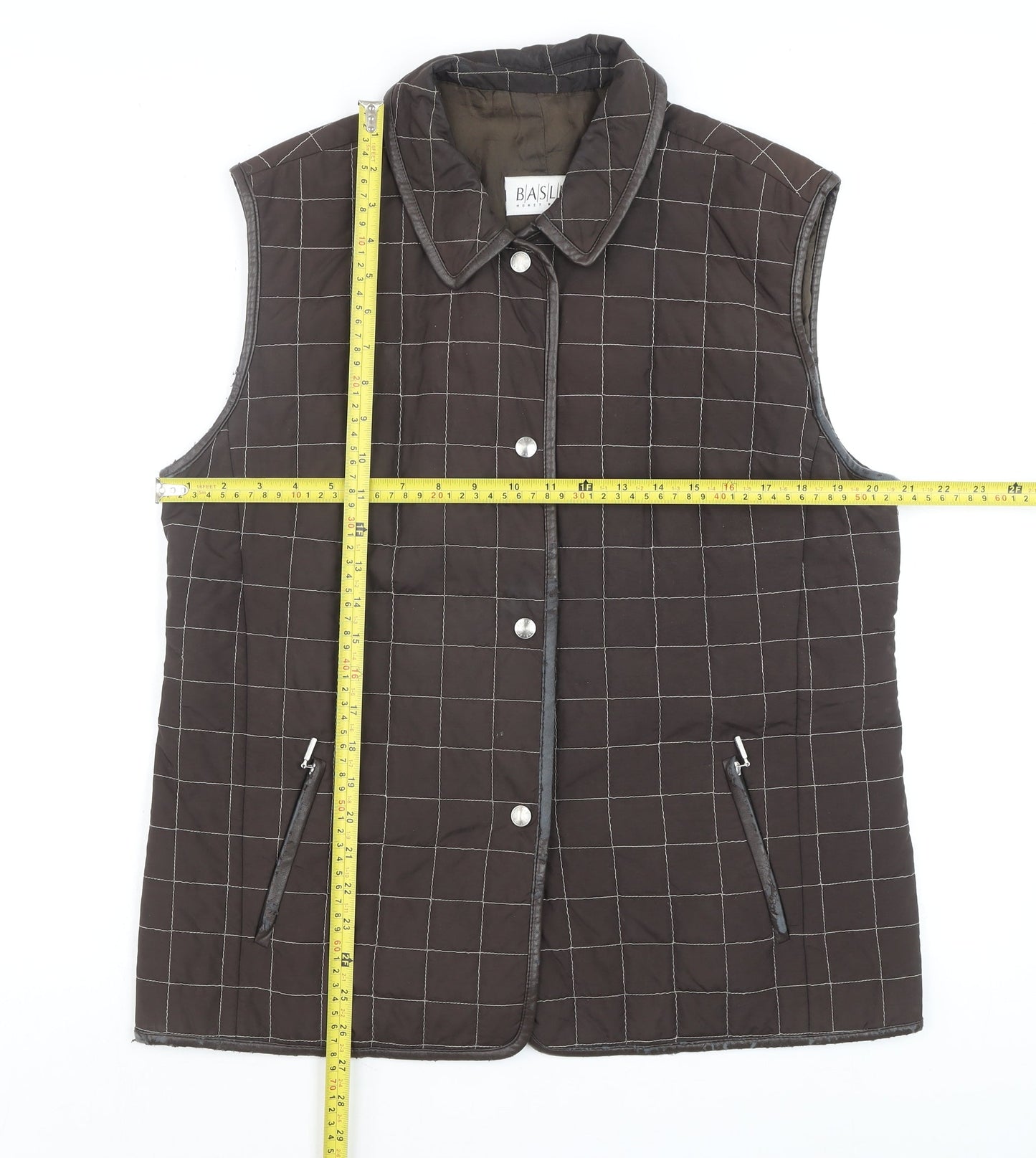 Basler Men’s Brown Quilted Check Waistcoat Size 40 Regular