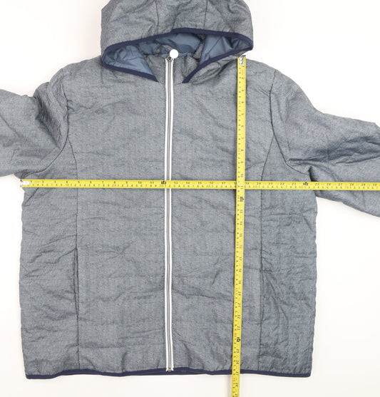 Nathalie Andersen Men’s Grey Hooded Puffer Jacket XL Polyester Lined Winter Coat