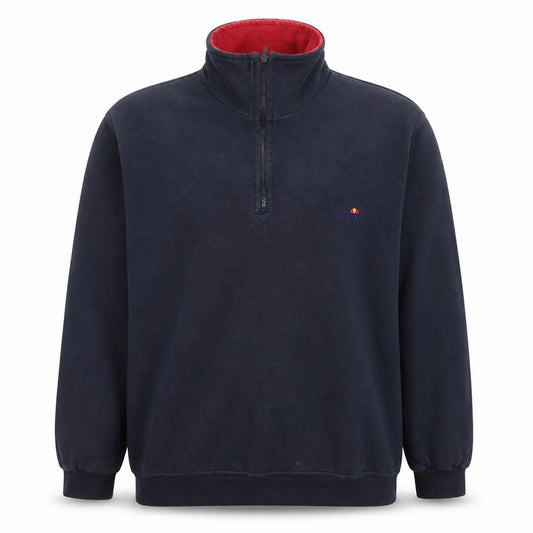 Ellesse Men's Blue XL 1/4 Zip Cotton Sweatshirt High Neck Vintage
