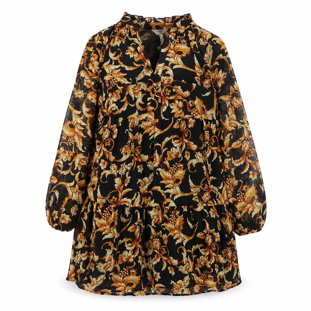 OBJECT Women's Multicoloured Floral V-Neck Fit & Flare Dress UK 6