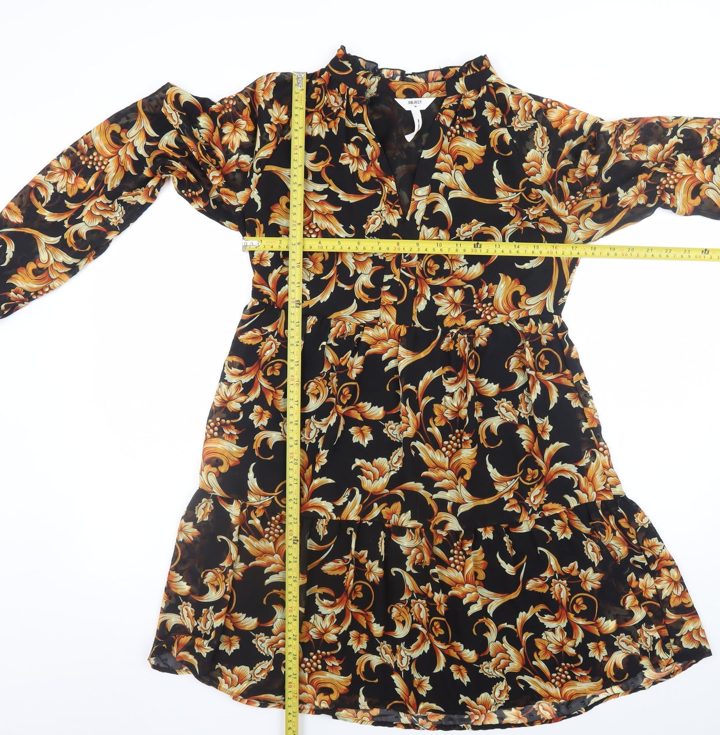 OBJECT Women's Multicoloured Floral V-Neck Fit & Flare Dress UK 6