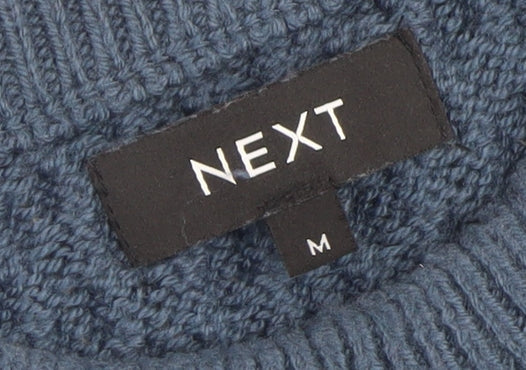 NEXT Men's Blue Cable-Knit Cotton Blend Crew Neck Jumper Medium