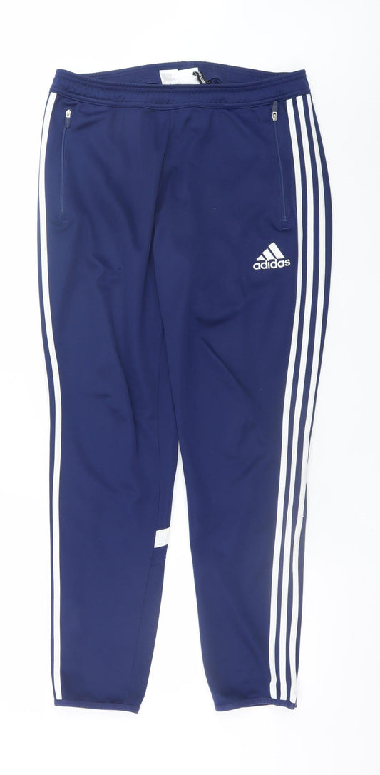 Adidas Men's Blue Tapered Jogger Trousers Size M