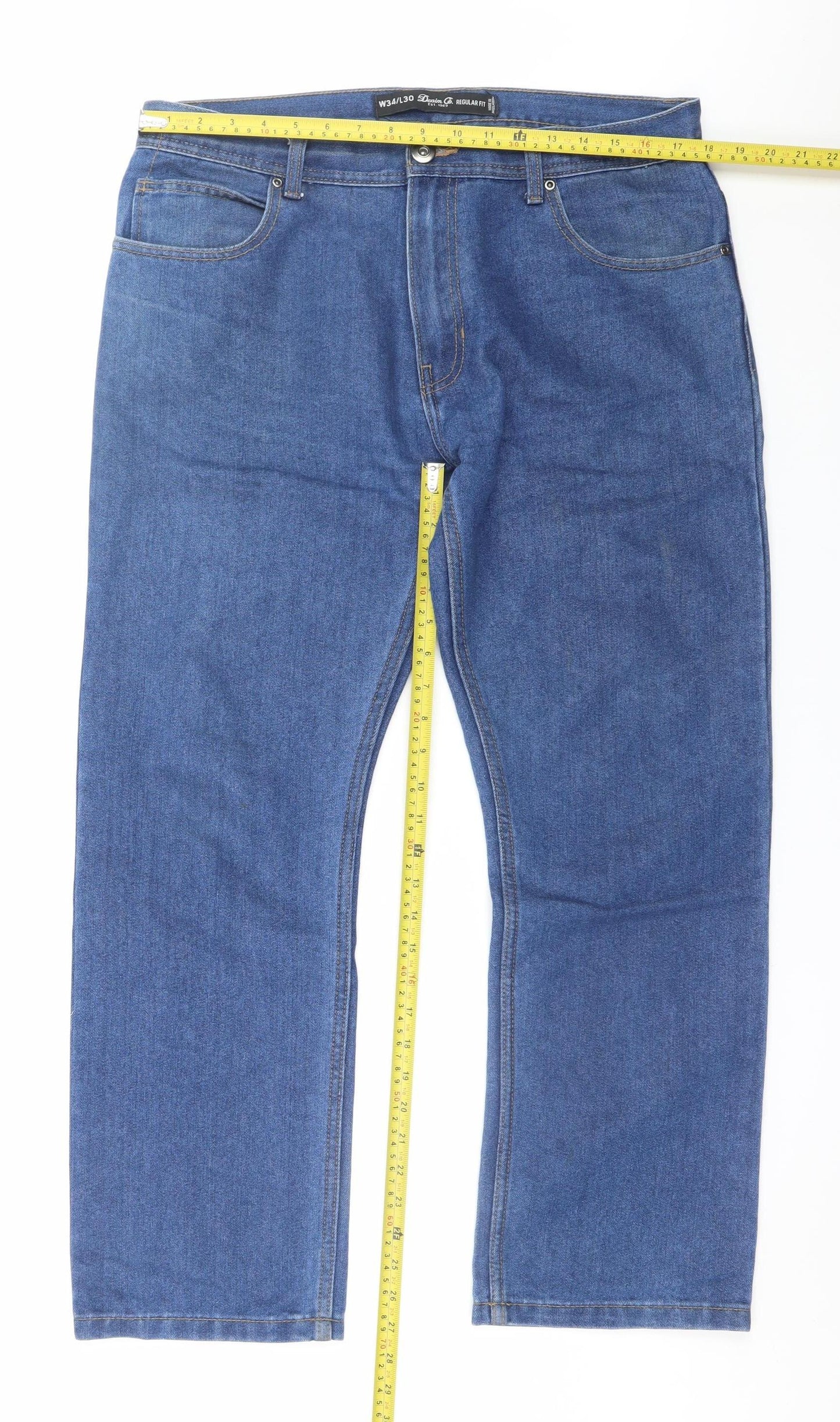 Denim Co Men's Blue Regular Fit Straight Jeans W34 L30