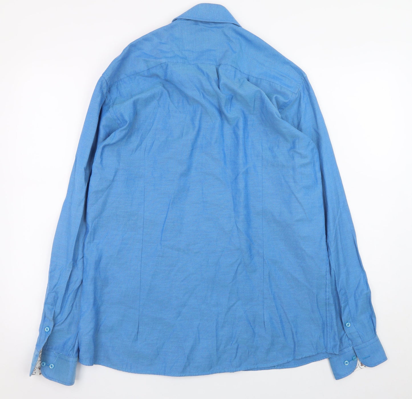 Ben Brown Men's Blue Long Sleeve Cotton Blend Button-Up Shirt L 42in
