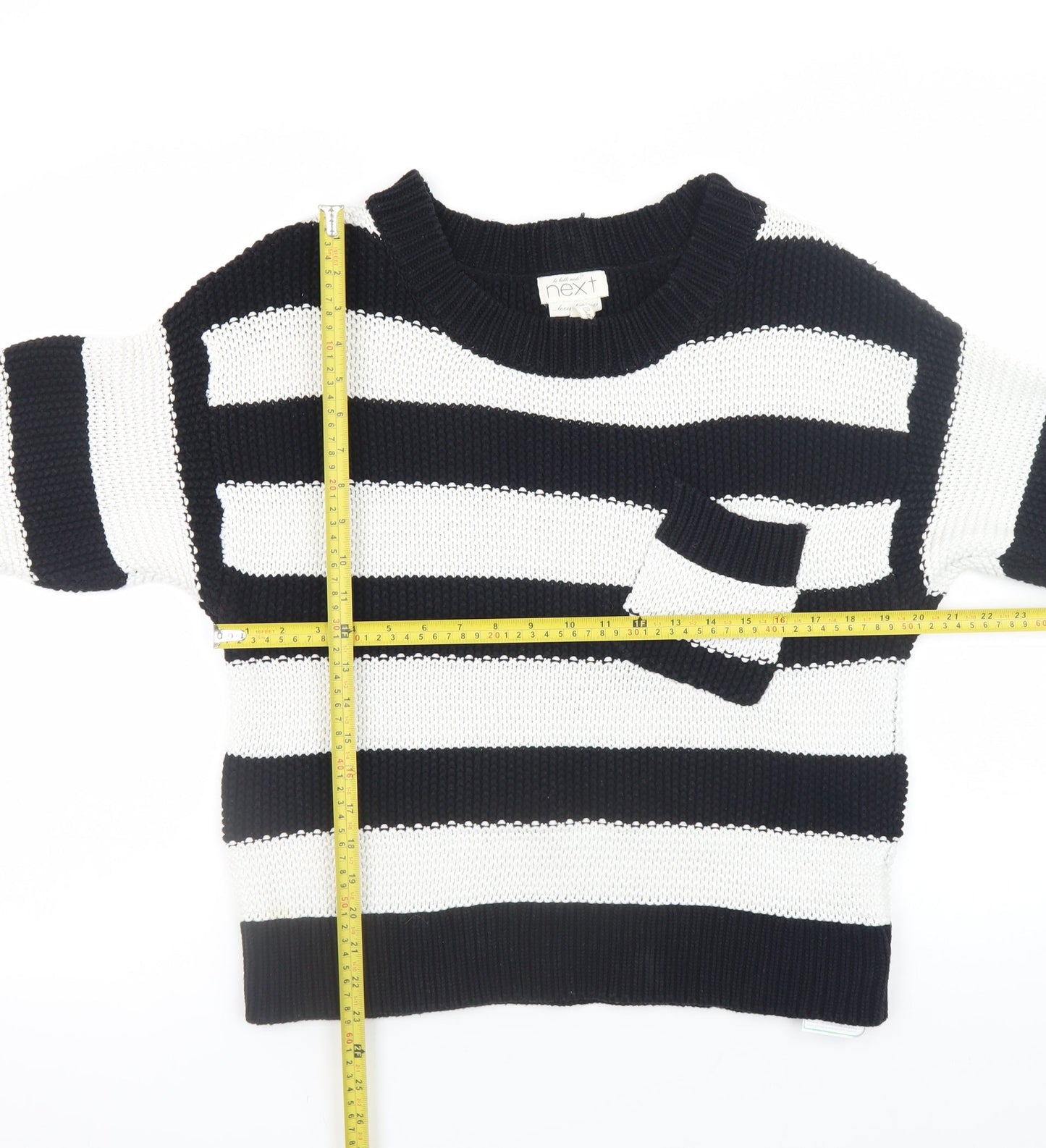 Next Womens Black & White Striped Cotton Jumper Size 12