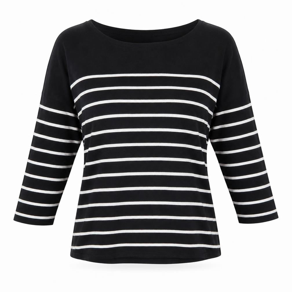 H&M Women’s Black White Striped Boat Neck Jumper Size 8