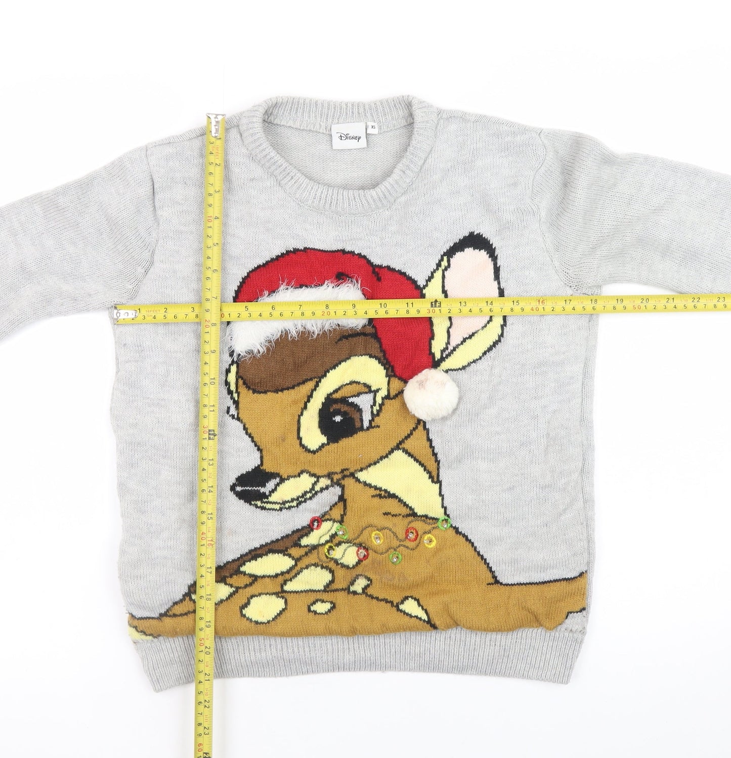 Disney Women’s Grey Bambi Christmas Pullover Jumper XS