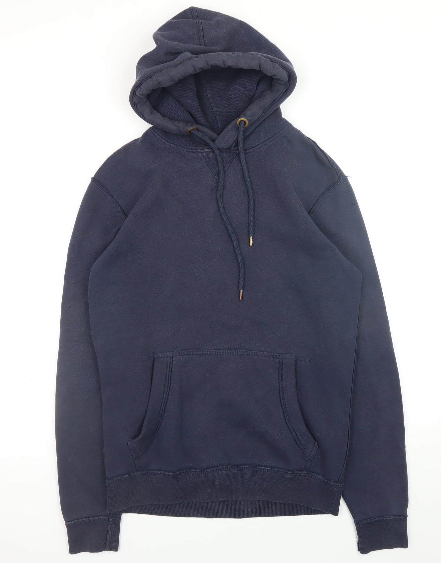21MEN Men's Blue Pullover Hoodie Size S Graphic Print Fleece Sweatshirt