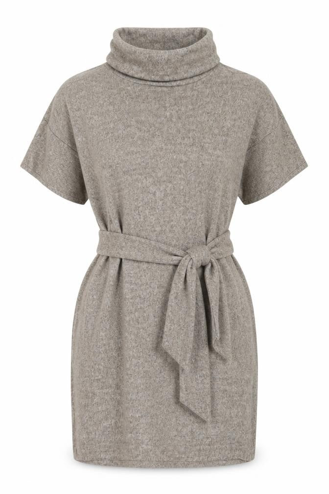 New Look Women Beige Knit Belted Roll Neck Long Sleeve Dress Size 10