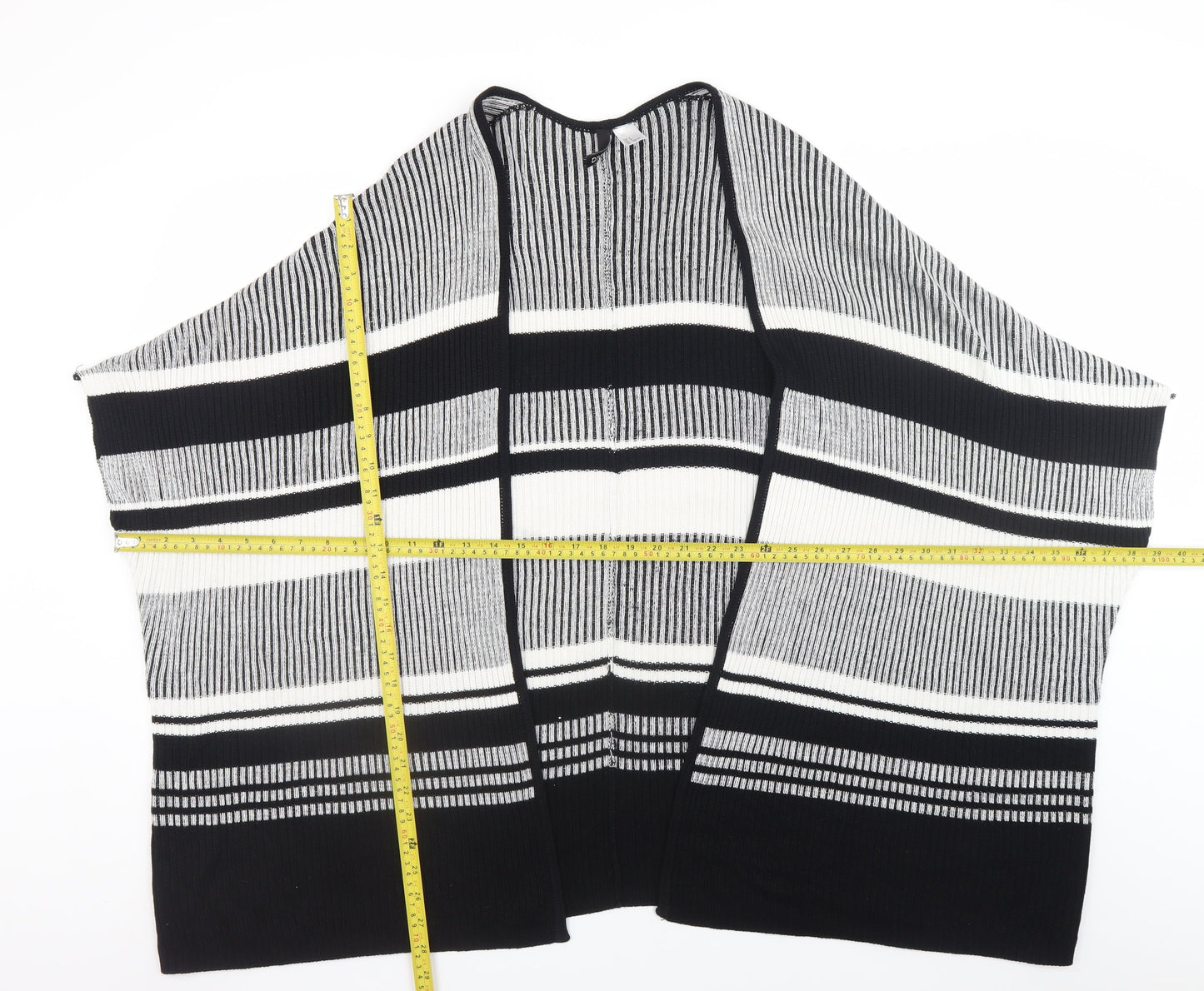 H&M Divided Women's Black Striped Knit Cape Jumper Size 8