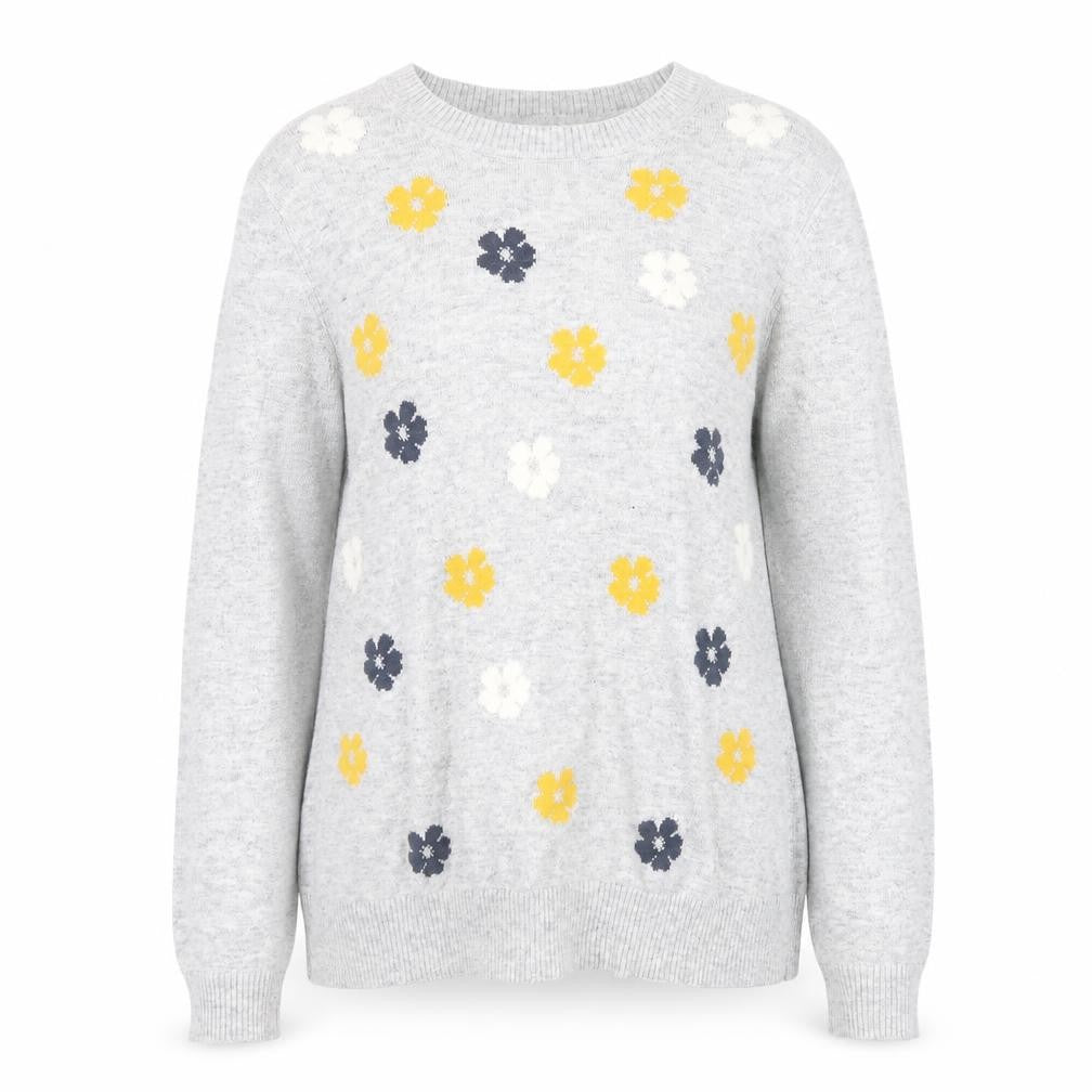 John Lewis Women’s Grey Floral Knit Crew Neck Jumper Size 14