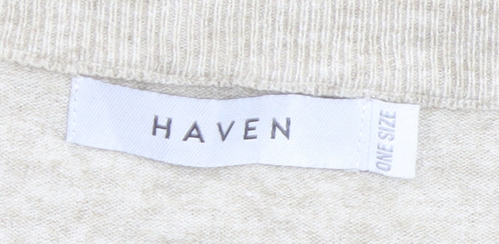 Haven Women Beige Sequin Star V-Neck Relaxed Pullover Jumper One Size