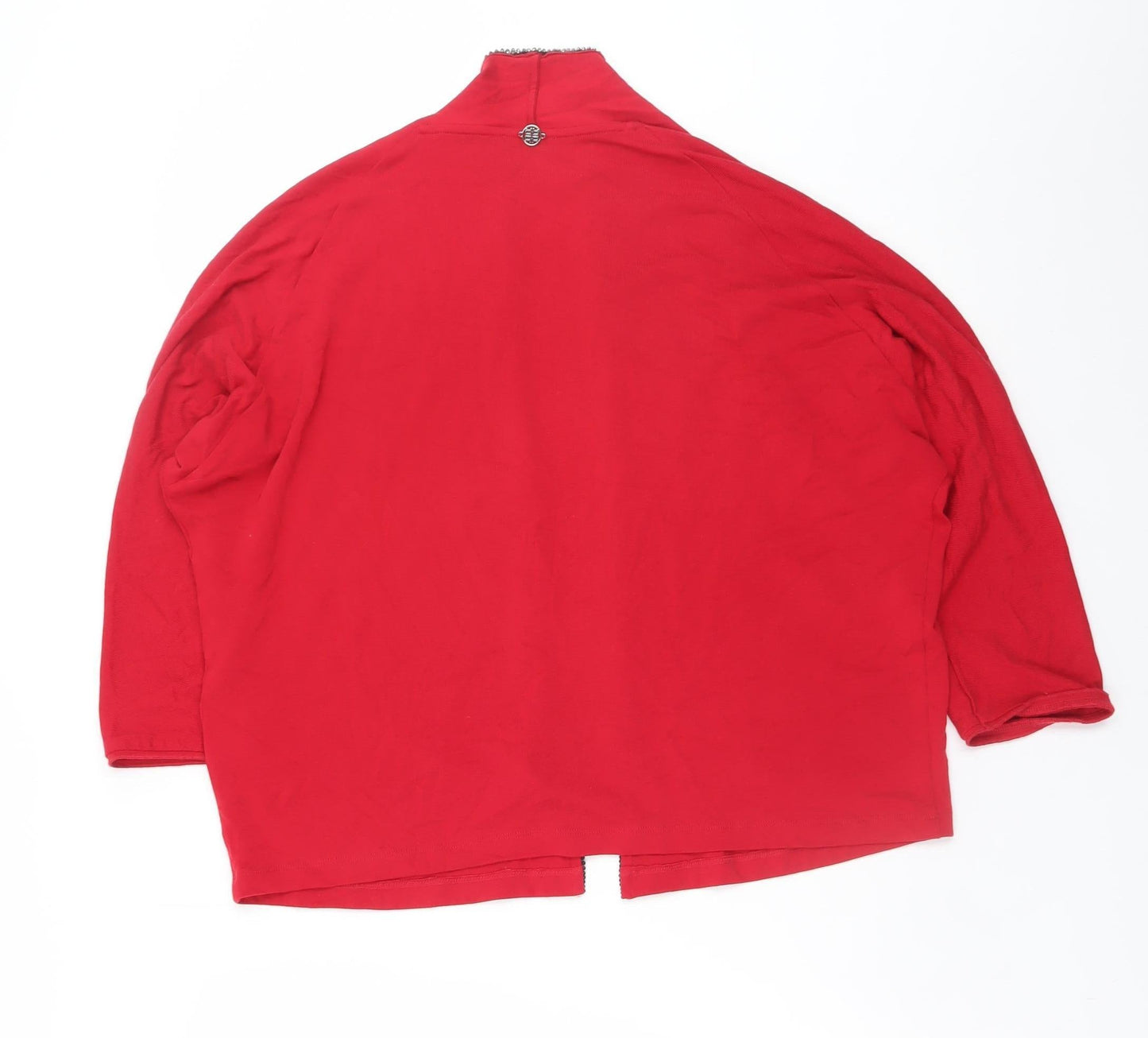Riani Women Red Open Cardigan Size 16 Relaxed Fit Lightweight